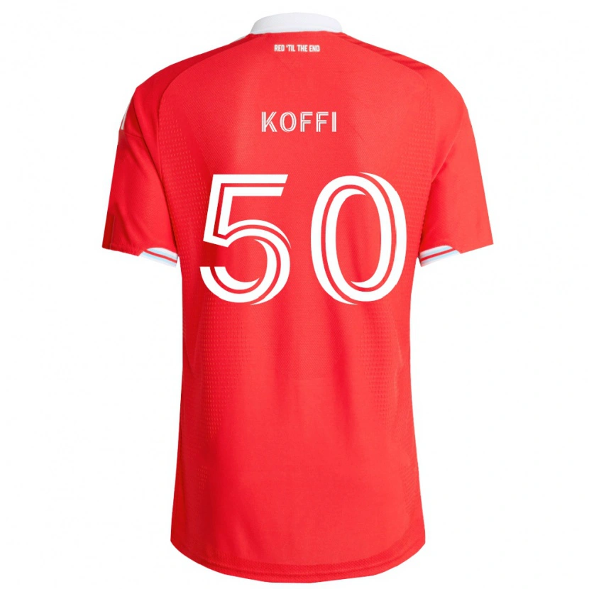 Danxen Mænd Christian Koffi #50 Rød Dyb Blå Hvid Hjemmebane Spillertrøjer 2026/27 Trøje T-Shirt