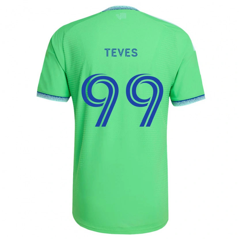 Danxen Mænd Dylan Teves #99 Grøn Lyseblå Hjemmebane Spillertrøjer 2026/27 Trøje T-Shirt