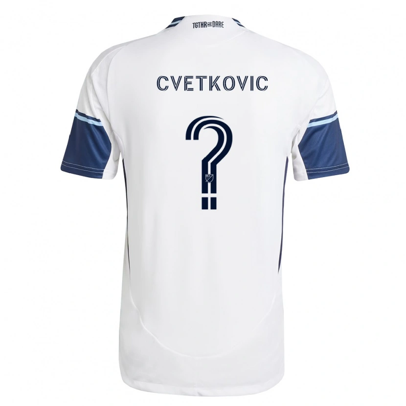 Danxen Mænd Aleksa Cvetkovic #0 Hvid Kongelig Blå Hjemmebane Spillertrøjer 2026/27 Trøje T-Shirt
