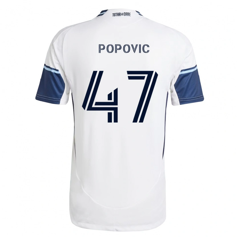 Danxen Mænd Marko Popović #47 Hvid Kongelig Blå Hjemmebane Spillertrøjer 2026/27 Trøje T-Shirt