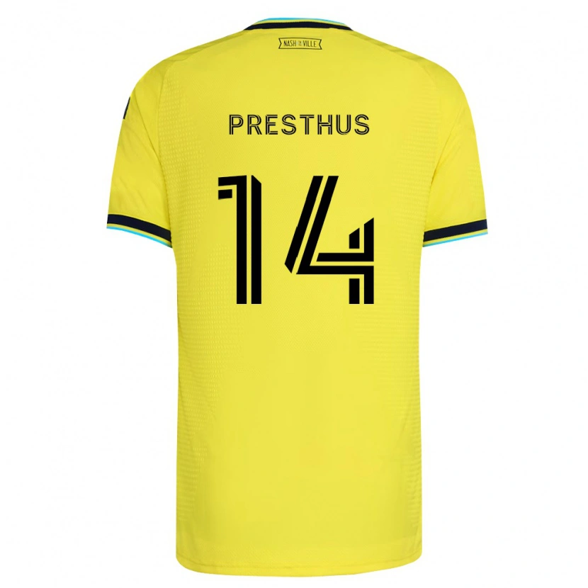 Danxen Mænd Owen Presthus #14 Klar Gul Marineblå Hjemmebane Spillertrøjer 2026/27 Trøje T-Shirt
