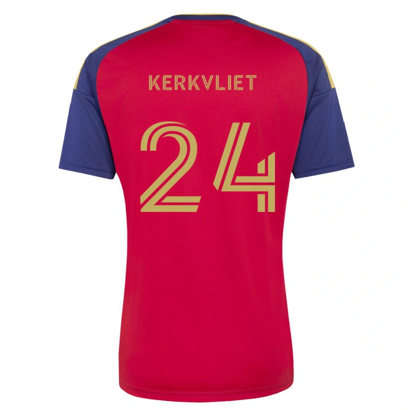 Danxen Mænd Max Kerkvliet #24 Kongelig Blå Brun Rød Hjemmebane Spillertrøjer 2026/27 Trøje T-Shirt