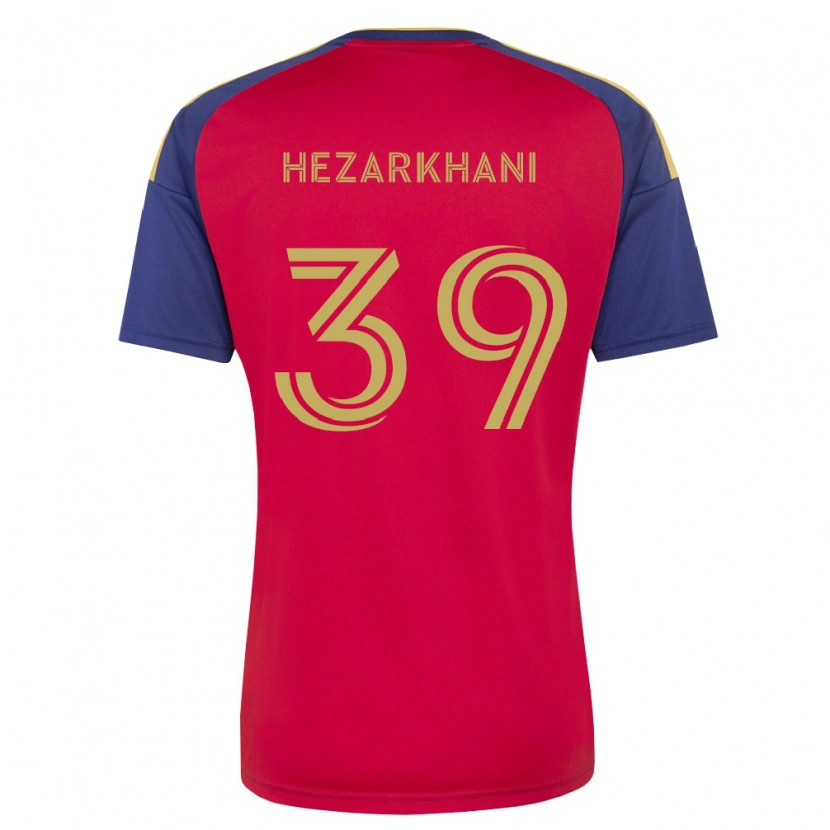 Danxen Mænd Aiden Hezarkhani #39 Kongelig Blå Brun Rød Hjemmebane Spillertrøjer 2026/27 Trøje T-Shirt