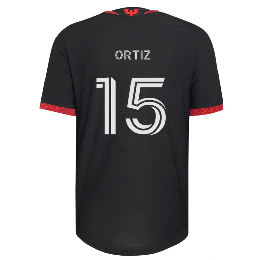 Danxen Mænd Edwin Ortiz #15 Sort Hvid Rød Hjemmebane Spillertrøjer 2026/27 Trøje T-Shirt