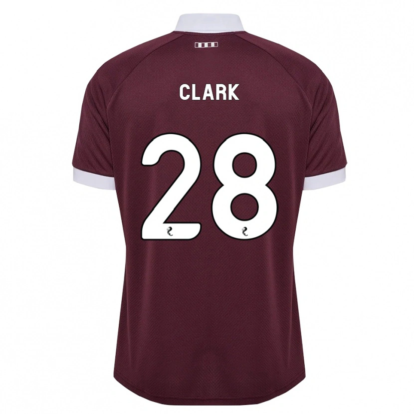 Danxen Mænd Zander Clark #28 Bordeaux Hvid Hjemmebane Spillertrøjer 2026/27 Trøje T-Shirt