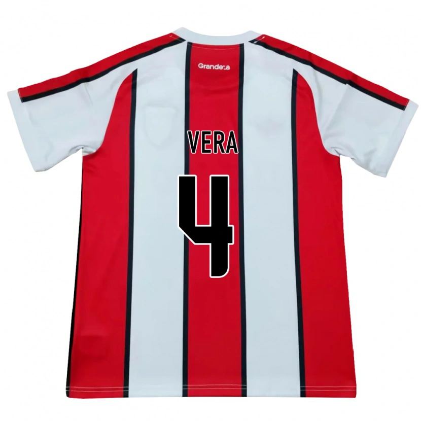 Danxen Mænd Lautaro Vera #4 Hvid Rød Sort Udebane Spillertrøjer 2026/27 Trøje T-Shirt