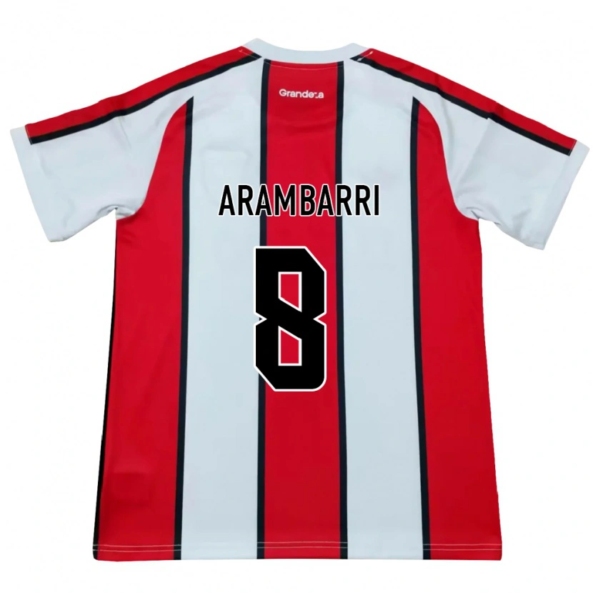 Danxen Mænd Mauro Arambarri #8 Hvid Rød Sort Udebane Spillertrøjer 2026/27 Trøje T-Shirt
