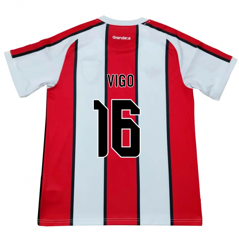 Danxen Mænd Alex Vigo #16 Hvid Rød Sort Udebane Spillertrøjer 2026/27 Trøje T-Shirt