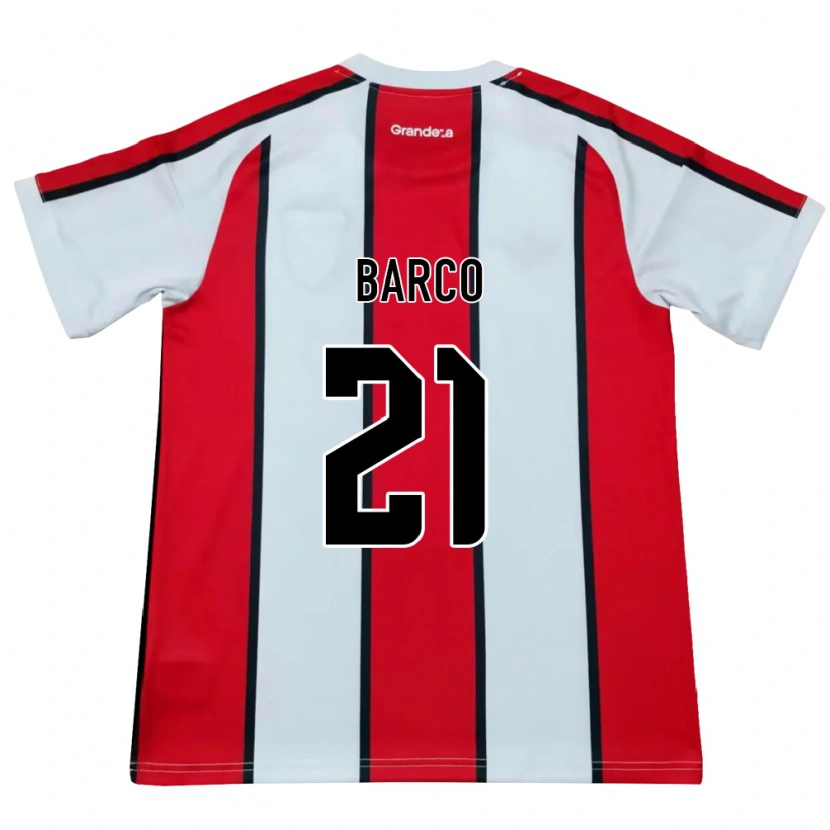 Danxen Mænd Esequiel Barco #21 Hvid Rød Sort Udebane Spillertrøjer 2026/27 Trøje T-Shirt