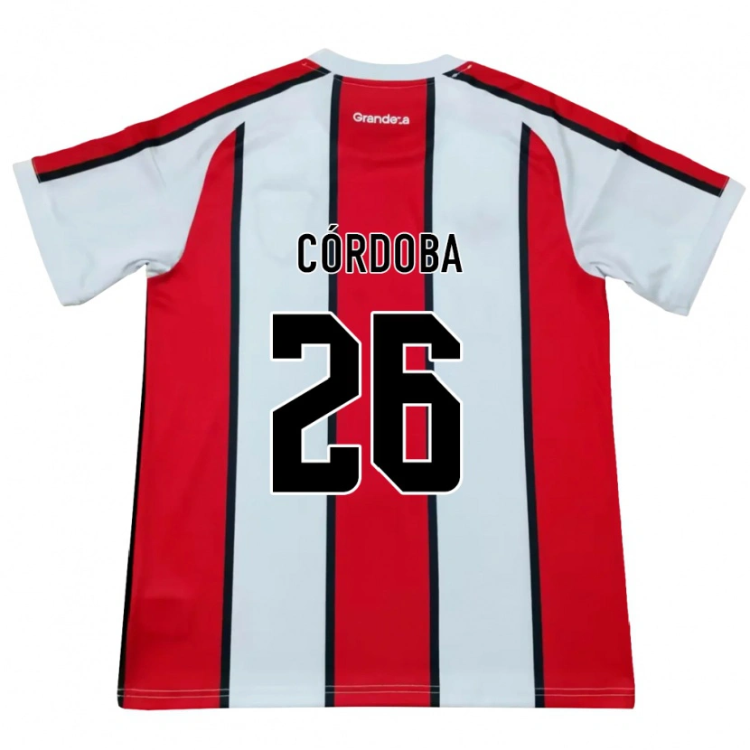 Danxen Mænd Sol Córdoba #26 Hvid Rød Sort Udebane Spillertrøjer 2026/27 Trøje T-Shirt