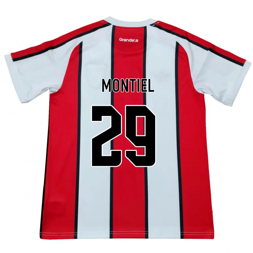 Danxen Mænd Gonzalo Montiel #29 Hvid Rød Sort Udebane Spillertrøjer 2026/27 Trøje T-Shirt