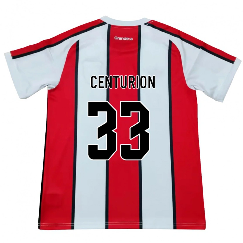 Danxen Mænd Ezequiel Centurión #33 Hvid Rød Sort Udebane Spillertrøjer 2026/27 Trøje T-Shirt