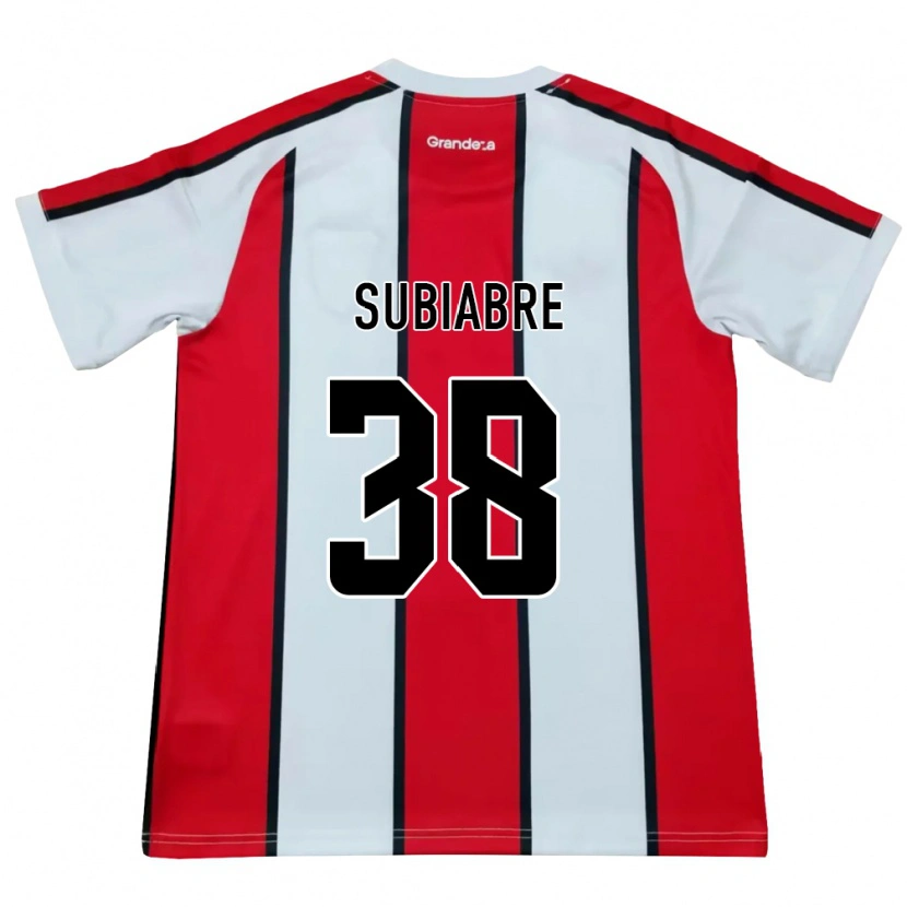 Danxen Mænd Ian Subiabre #38 Hvid Rød Sort Udebane Spillertrøjer 2026/27 Trøje T-Shirt