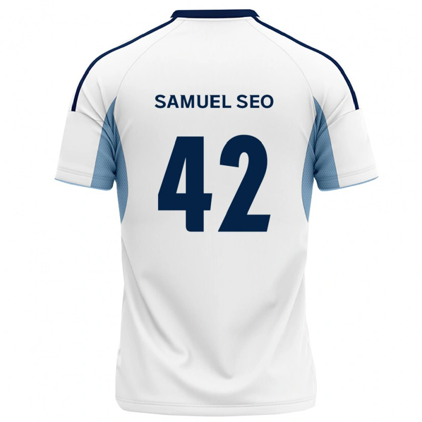 Danxen Mænd Samuel Seo #42 Kongelig Blå Hvid Udebane Spillertrøjer 2026/27 Trøje T-Shirt