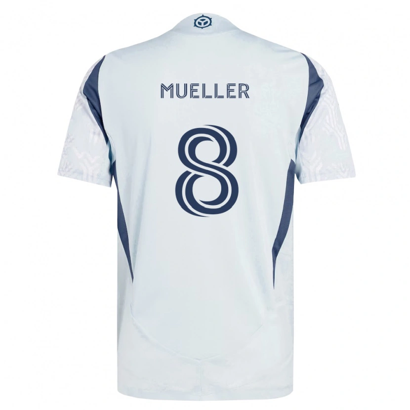 Danxen Mænd Chris Mueller #8 Blågrå Hvid Udebane Spillertrøjer 2026/27 Trøje T-Shirt