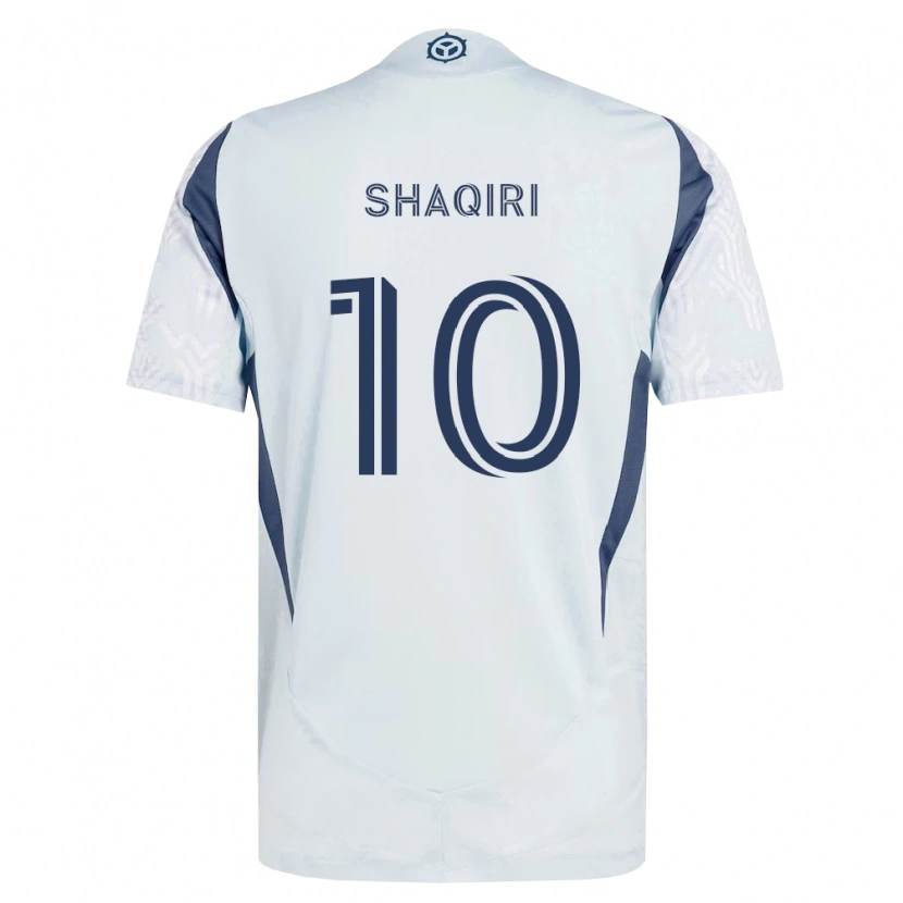 Danxen Mænd Xherdan Shaqiri #10 Blågrå Hvid Udebane Spillertrøjer 2026/27 Trøje T-Shirt