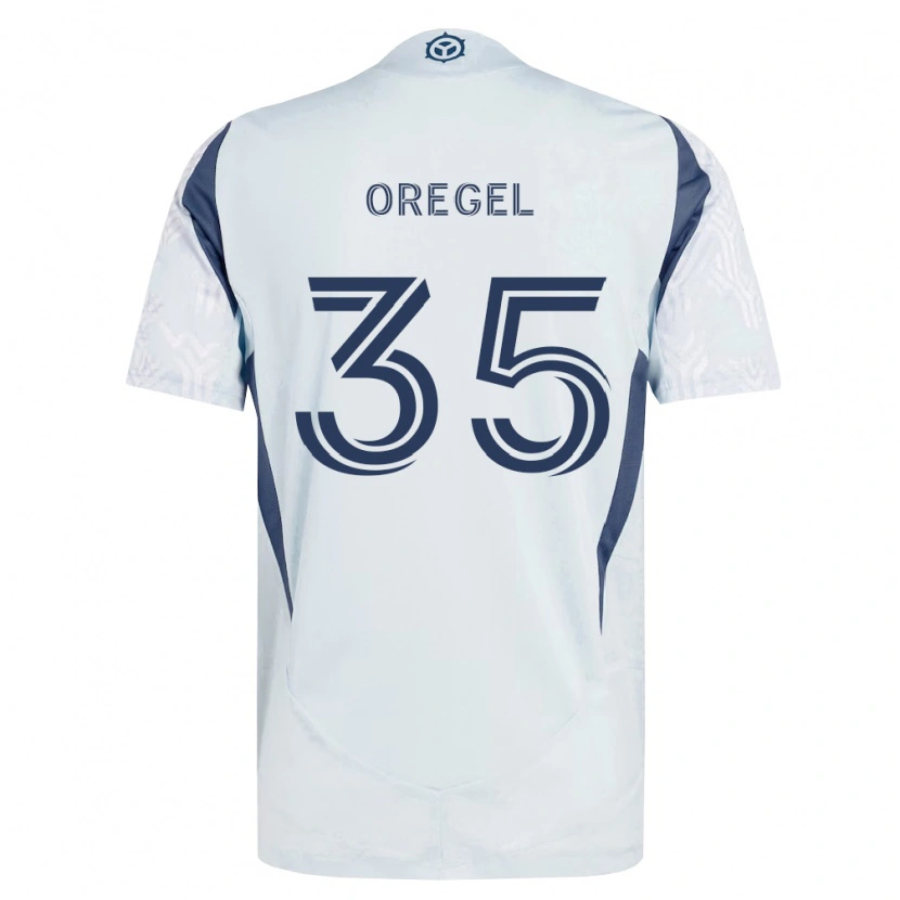 Danxen Mænd Sergio Oregel #35 Blågrå Hvid Udebane Spillertrøjer 2026/27 Trøje T-Shirt