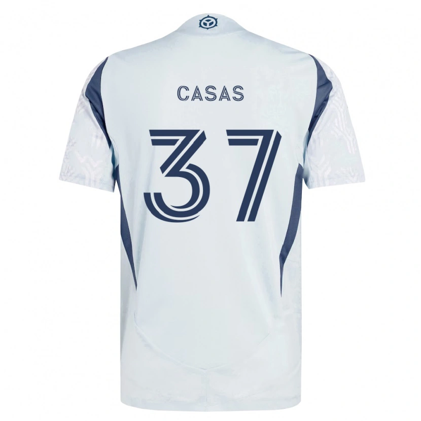 Danxen Mænd Javier Casas #37 Blågrå Hvid Udebane Spillertrøjer 2026/27 Trøje T-Shirt