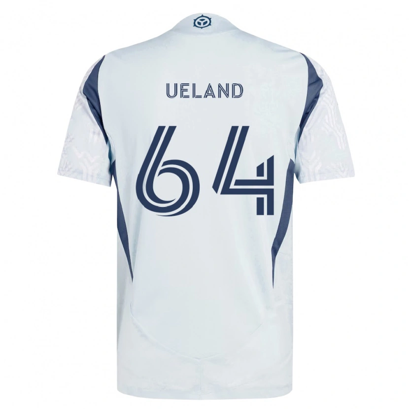 Danxen Mænd Andreas Ueland #64 Blågrå Hvid Udebane Spillertrøjer 2026/27 Trøje T-Shirt