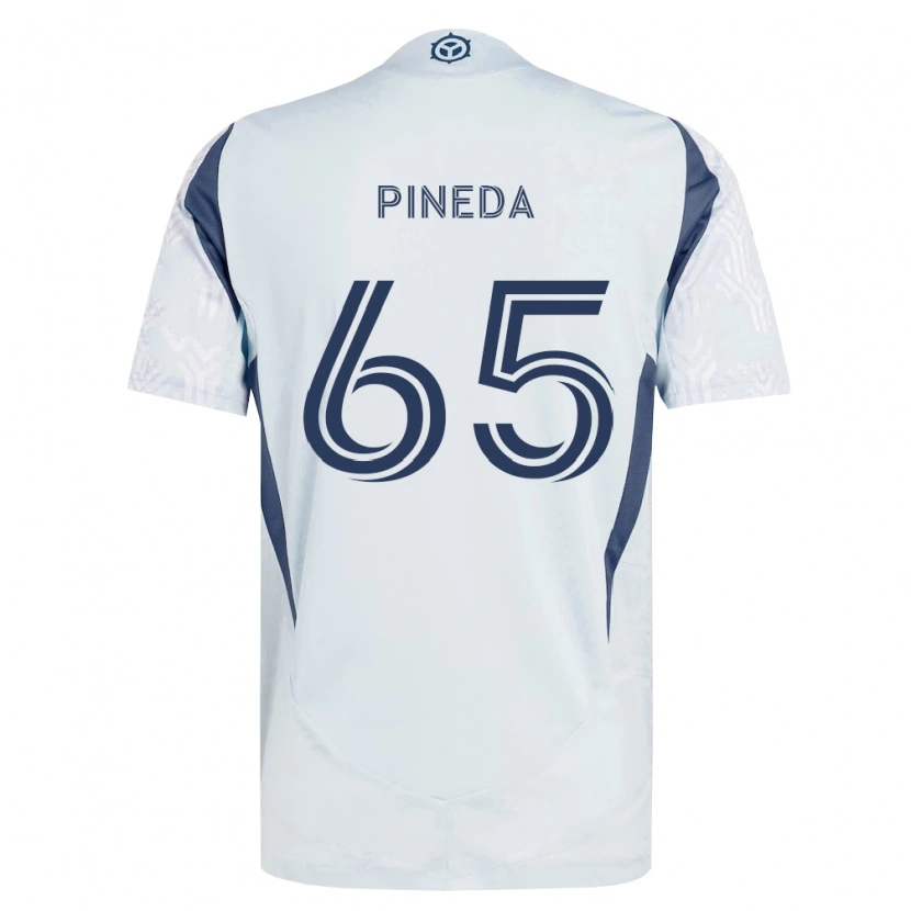 Danxen Mænd Oscar Pineda #65 Blågrå Hvid Udebane Spillertrøjer 2026/27 Trøje T-Shirt