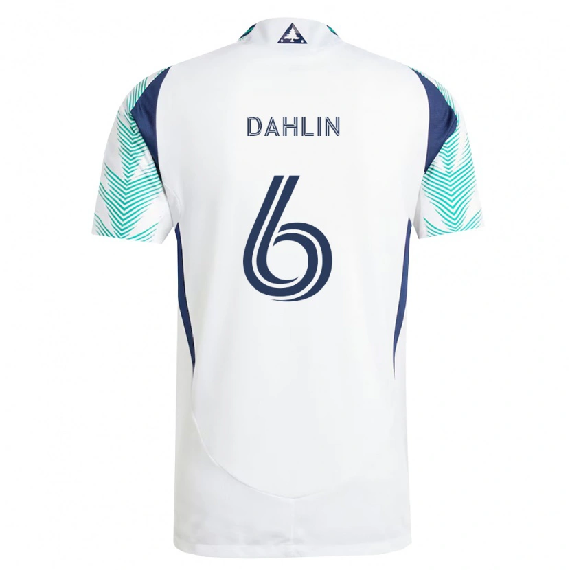 Danxen Mænd Gabe Dahlin #6 Hvid Marineblå Lysegrøn Udebane Spillertrøjer 2026/27 Trøje T-Shirt