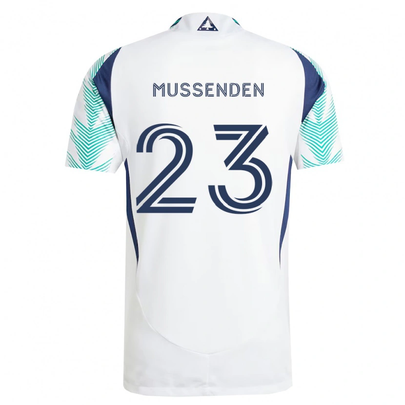 Danxen Mænd Javaun Mussenden #23 Hvid Marineblå Lysegrøn Udebane Spillertrøjer 2026/27 Trøje T-Shirt