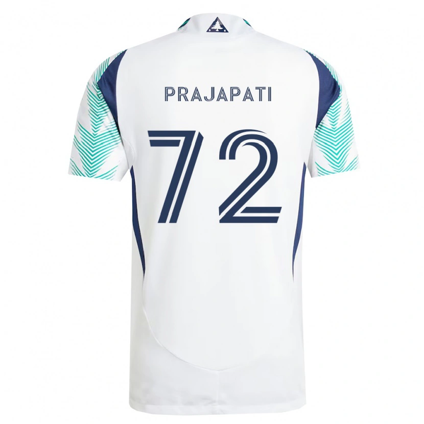 Danxen Mænd Aarin Prajapati #72 Hvid Marineblå Lysegrøn Udebane Spillertrøjer 2026/27 Trøje T-Shirt