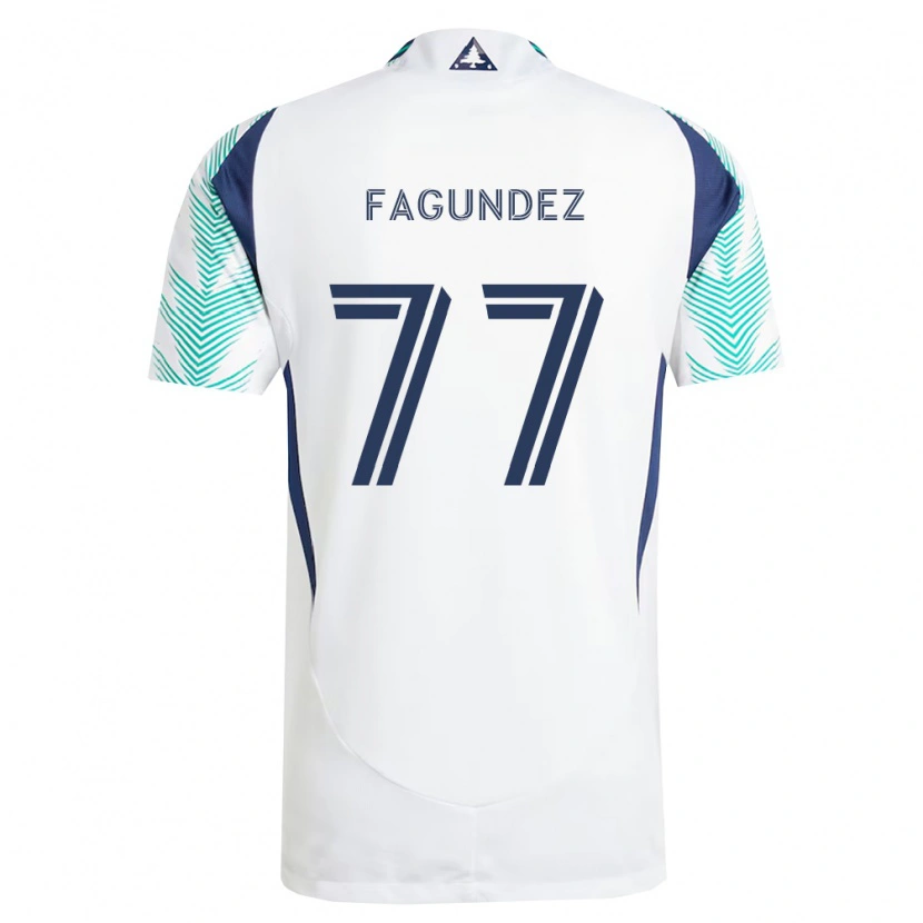 Danxen Mænd Diego Fagúndez #77 Hvid Marineblå Lysegrøn Udebane Spillertrøjer 2026/27 Trøje T-Shirt