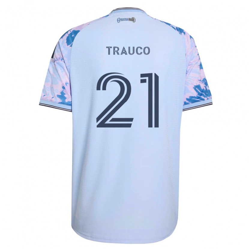 Danxen Mænd Miguel Trauco #21 Kongelig Blå Hvid Sort Udebane Spillertrøjer 2026/27 Trøje T-Shirt