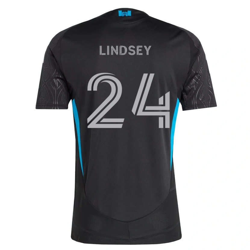 Danxen Mænd Jaylin Lindsey #24 Sort Hvid Himmelblå Udebane Spillertrøjer 2026/27 Trøje T-Shirt