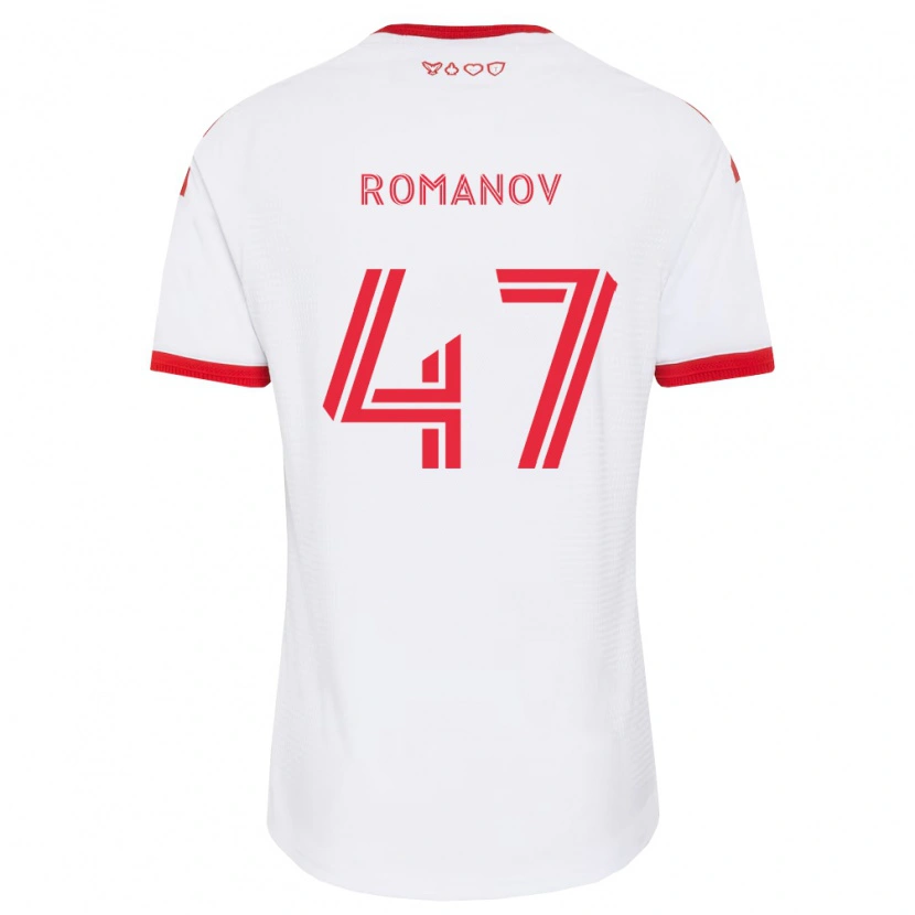 Danxen Mænd Alexander Romanov #47 Hvid Rød Sort Udebane Spillertrøjer 2026/27 Trøje T-Shirt