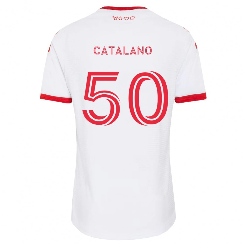 Danxen Mænd Gianluca Catalano #50 Hvid Rød Sort Udebane Spillertrøjer 2026/27 Trøje T-Shirt