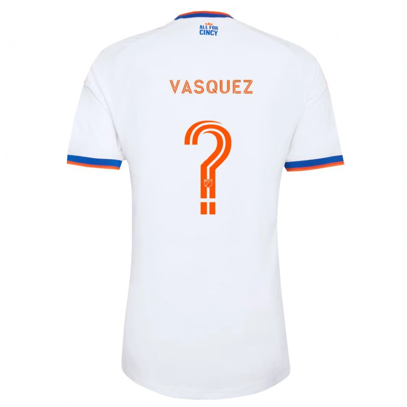 Danxen Mænd Bryan Vásquez #0 Hvid Marineblå Orange Udebane Spillertrøjer 2026/27 Trøje T-Shirt