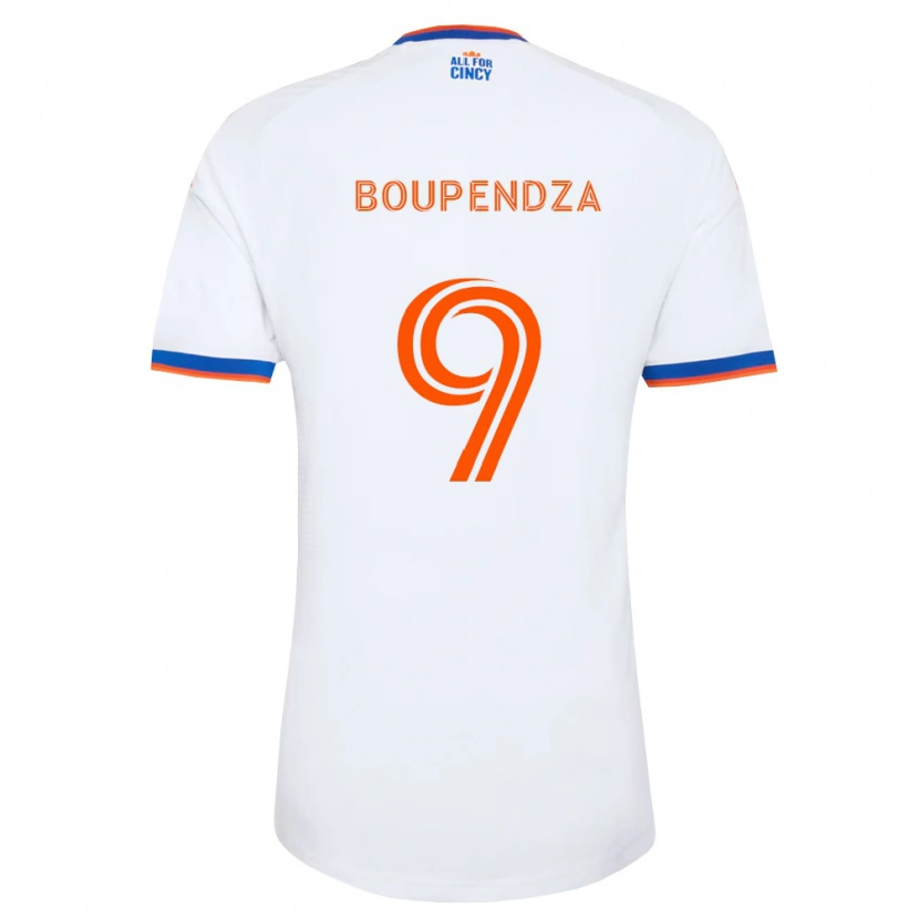 Danxen Mænd Aaron Boupendza #9 Hvid Marineblå Orange Udebane Spillertrøjer 2026/27 Trøje T-Shirt