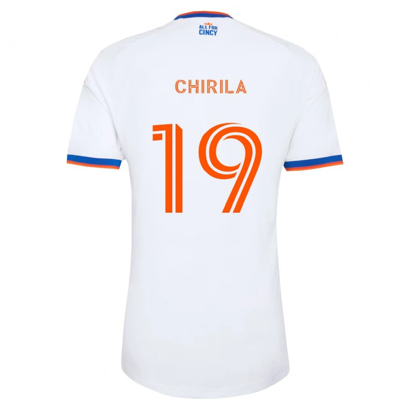 Danxen Mænd Ștefan Chirilă #19 Hvid Marineblå Orange Udebane Spillertrøjer 2026/27 Trøje T-Shirt