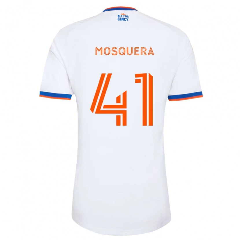 Danxen Mænd Deiver Mosquera #41 Hvid Marineblå Orange Udebane Spillertrøjer 2026/27 Trøje T-Shirt