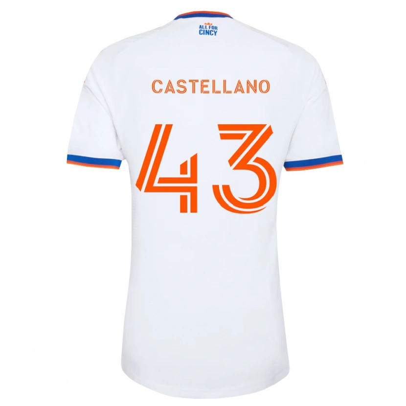 Danxen Mænd Jesús Castellano #43 Hvid Marineblå Orange Udebane Spillertrøjer 2026/27 Trøje T-Shirt