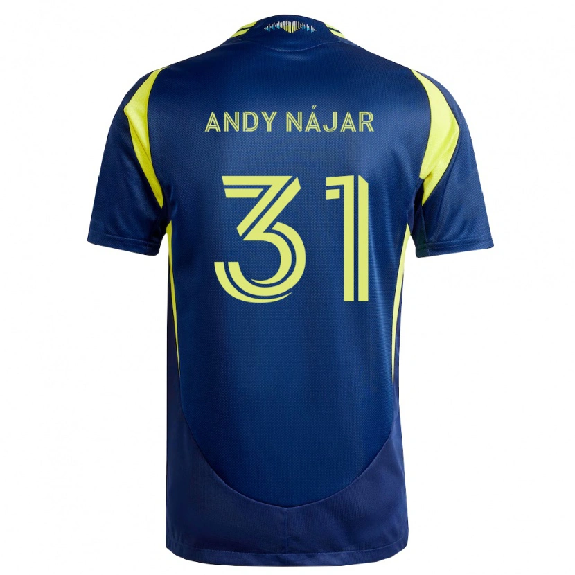 Danxen Mænd Andy Nájar #31 Gul Marineblå Udebane Spillertrøjer 2026/27 Trøje T-Shirt