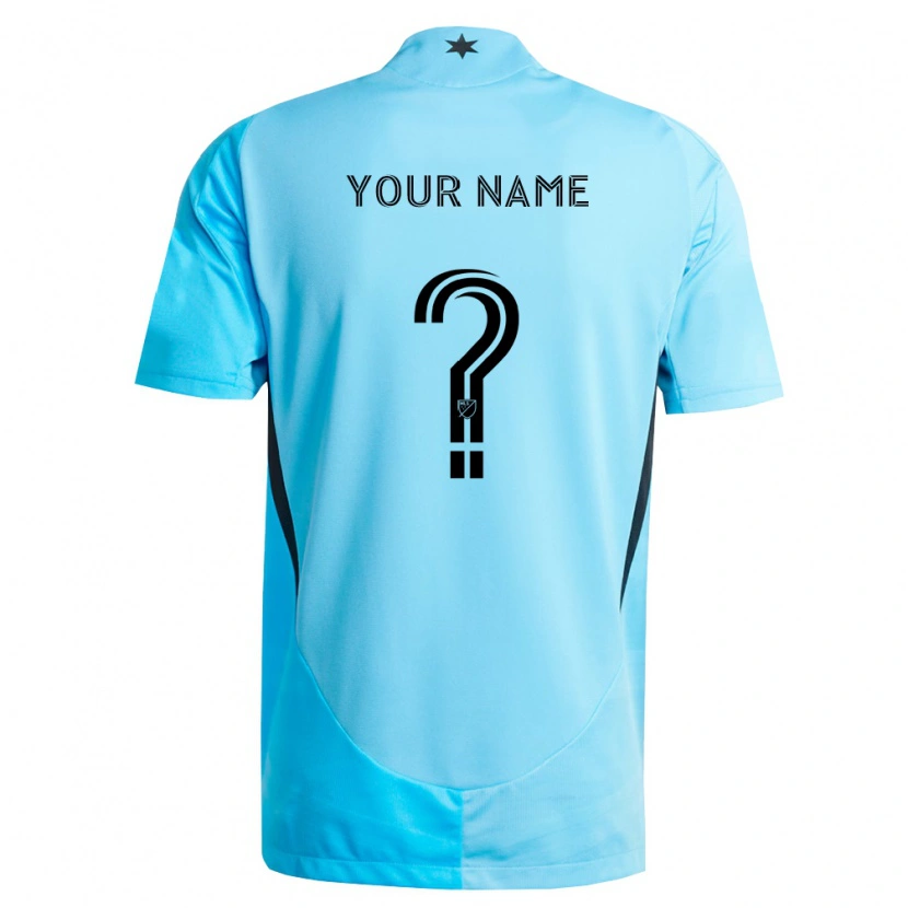 Danxen Mænd Dit Navn #0 Lyseblå Sort Udebane Spillertrøjer 2026/27 Trøje T-Shirt