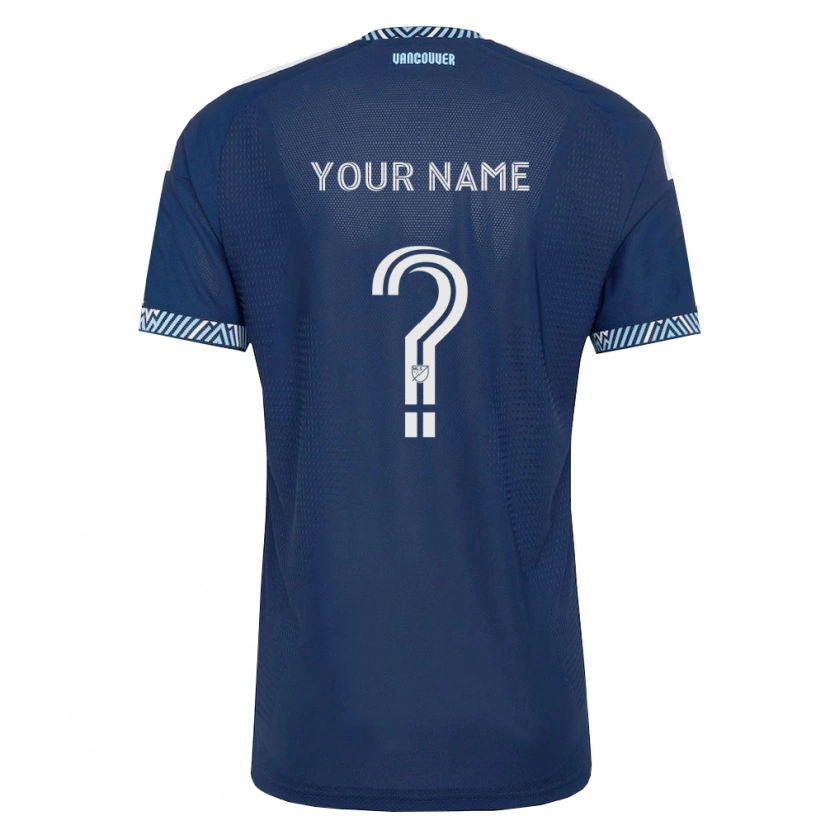 Danxen Mænd Dit Navn #0 Dyb Blå Hvid Udebane Spillertrøjer 2026/27 Trøje T-Shirt