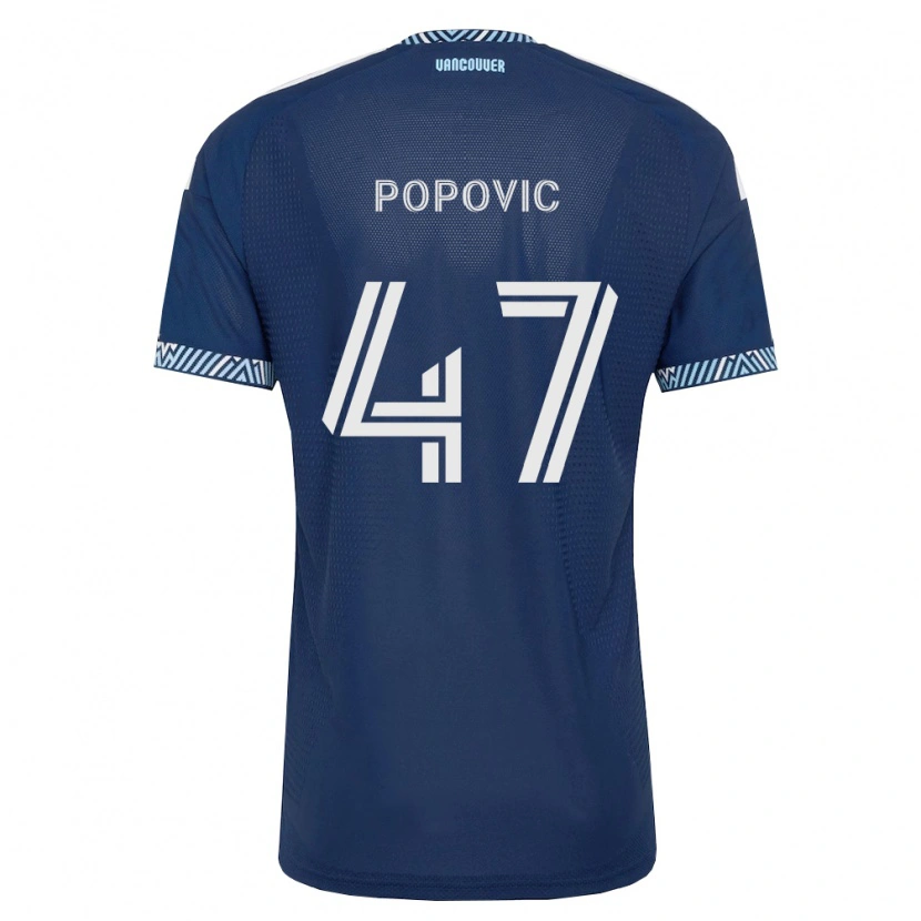 Danxen Mænd Marko Popović #47 Dyb Blå Hvid Udebane Spillertrøjer 2026/27 Trøje T-Shirt