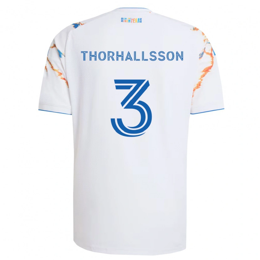 Danxen Mænd Dagur Dan Thórhallsson #3 Hvid Orange Blå Udebane Spillertrøjer 2026/27 Trøje T-Shirt