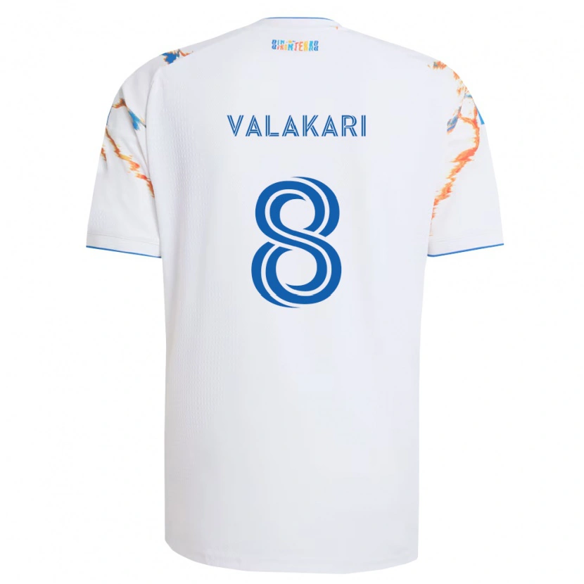 Danxen Mænd Onni Valakari #8 Hvid Orange Blå Udebane Spillertrøjer 2026/27 Trøje T-Shirt