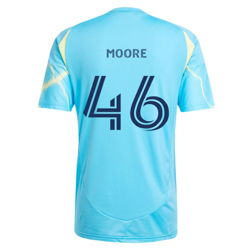 Danxen Mænd Kaiden Moore #46 Lyseblå Sort Lys Gul Udebane Spillertrøjer 2026/27 Trøje T-Shirt
