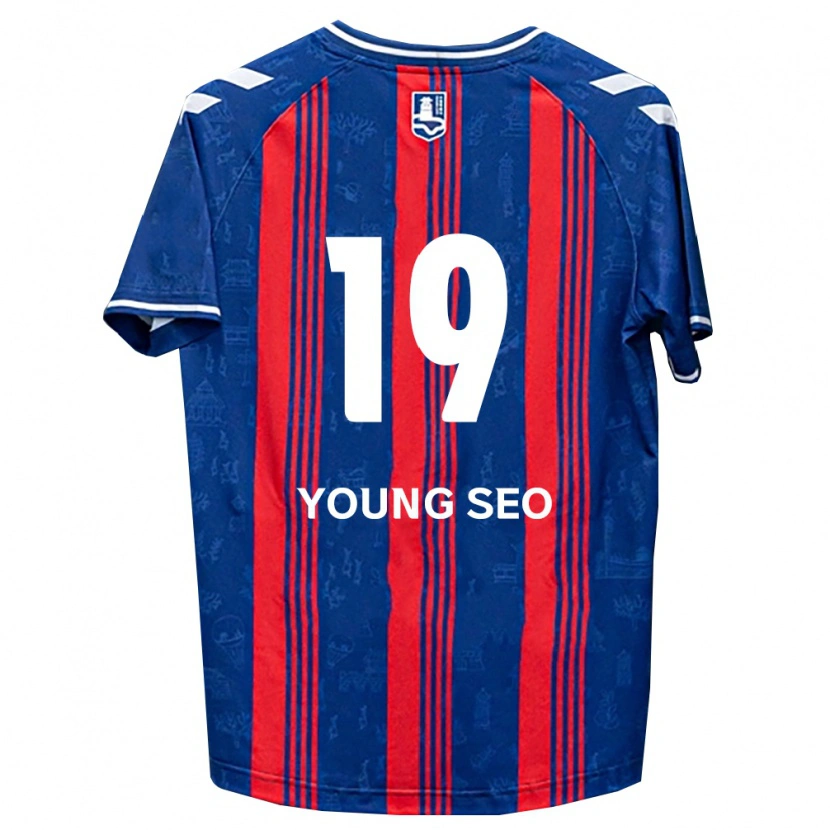 Danxen Kvinder Young-Seo Lee #19 Blå Rød Hvid Hjemmebane Spillertrøjer 2026/27 Trøje T-Shirt