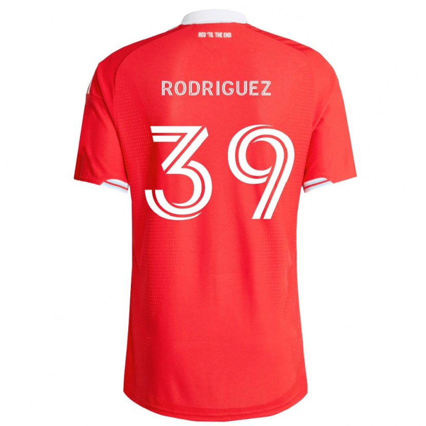 Danxen Kvinder Allan Rodriguez #39 Rød Dyb Blå Hvid Hjemmebane Spillertrøjer 2026/27 Trøje T-Shirt