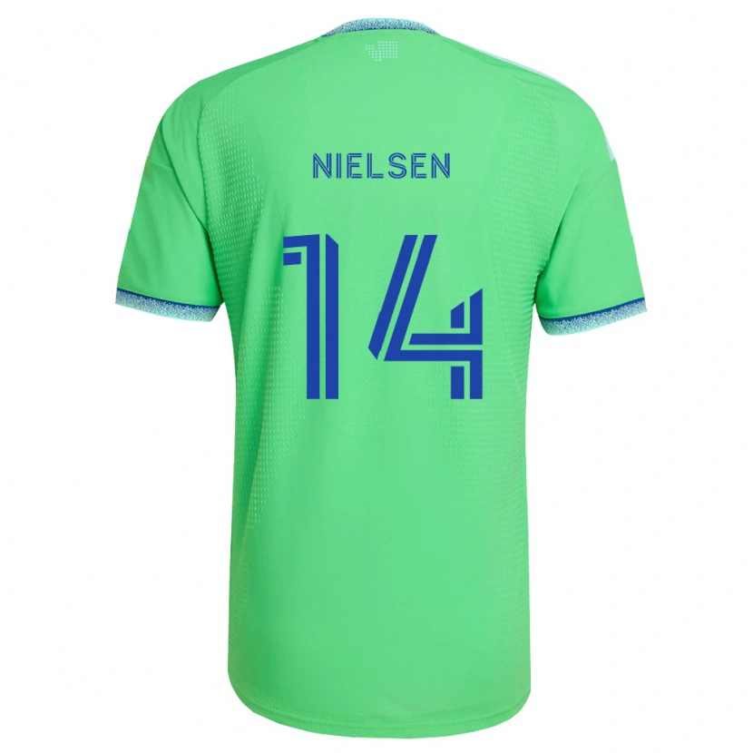 Danxen Kvinder Taylor Nielsen #14 Grøn Lyseblå Hjemmebane Spillertrøjer 2026/27 Trøje T-Shirt