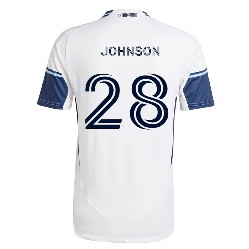 Danxen Kvinder Tate Johnson #28 Hvid Kongelig Blå Hjemmebane Spillertrøjer 2026/27 Trøje T-Shirt
