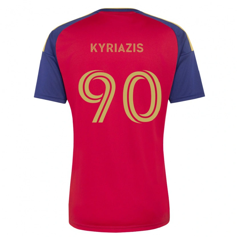 Danxen Kvinder Konstantinos Kyriazis #90 Kongelig Blå Brun Rød Hjemmebane Spillertrøjer 2026/27 Trøje T-Shirt
