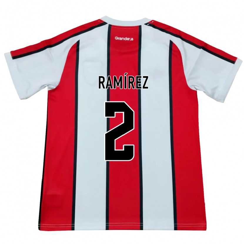 Danxen Kvinder Tobías Ramírez #2 Hvid Rød Sort Udebane Spillertrøjer 2026/27 Trøje T-Shirt
